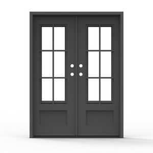 8 lite french steel exterior double door